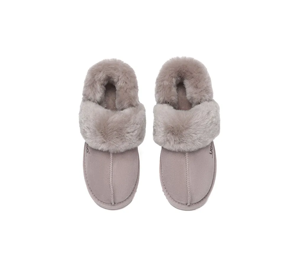 3-Way Style UGG Women Slippers Removable Wool Strap Slingback Muffin Fluffy