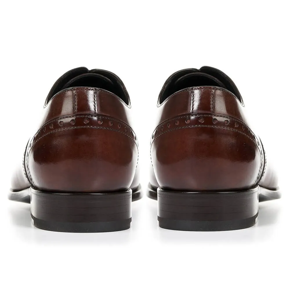 7 CM/2.76 Inches CMR CHAMARIPA Handcrafted Men’s Elevator Dress Shoes Brown Leather Oxford Shoes