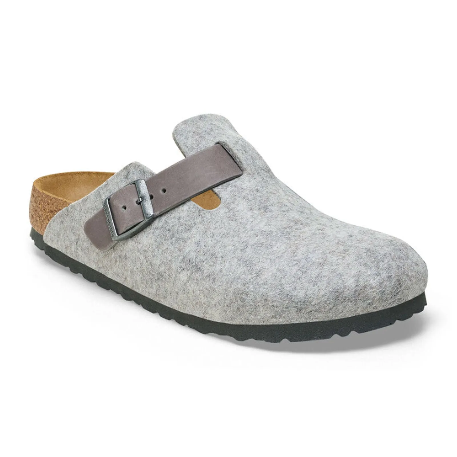 Birkenstock Boston Clog (Men) - Light Gray Leather/Iron Wool