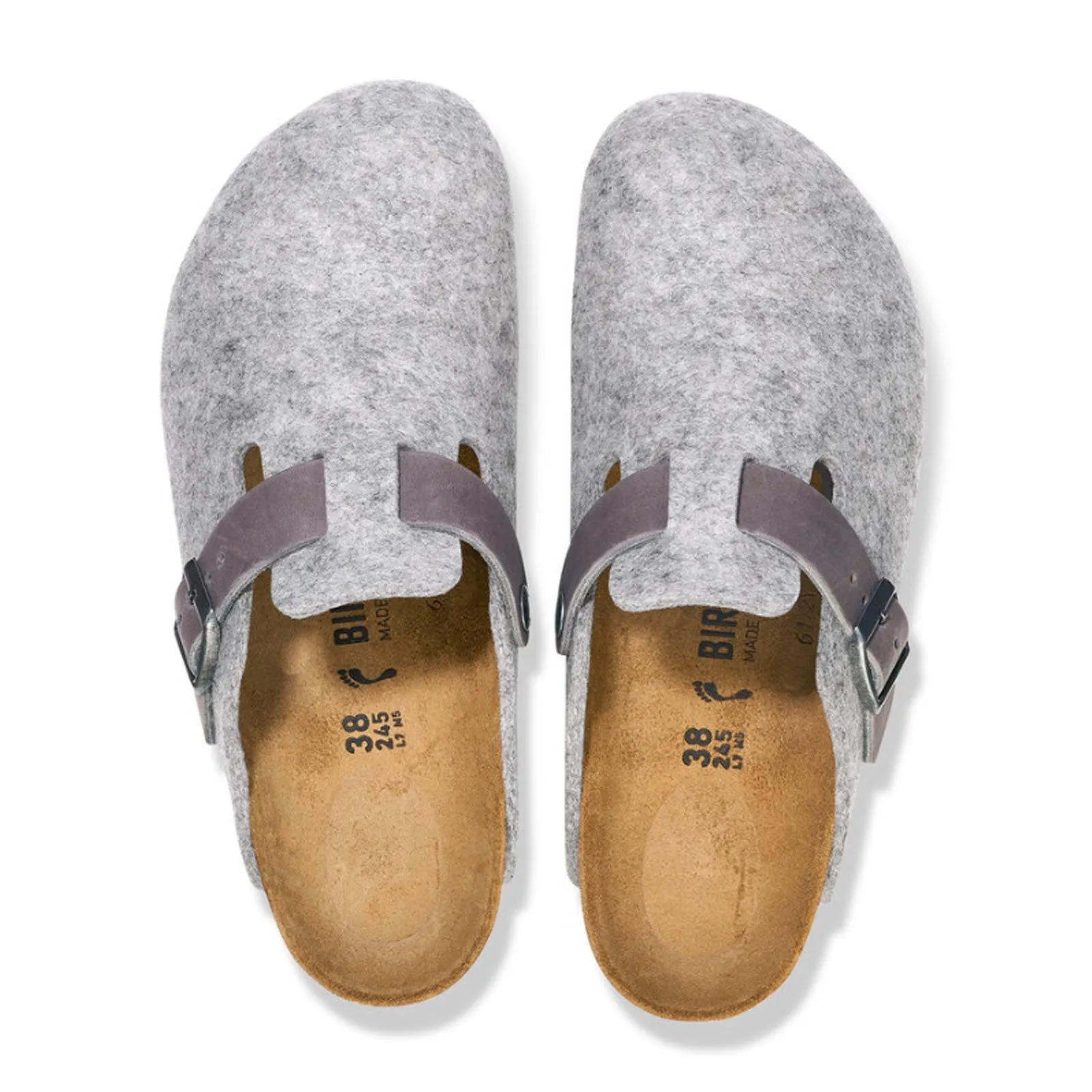 Birkenstock Boston Clog (Men) - Light Gray Leather/Iron Wool