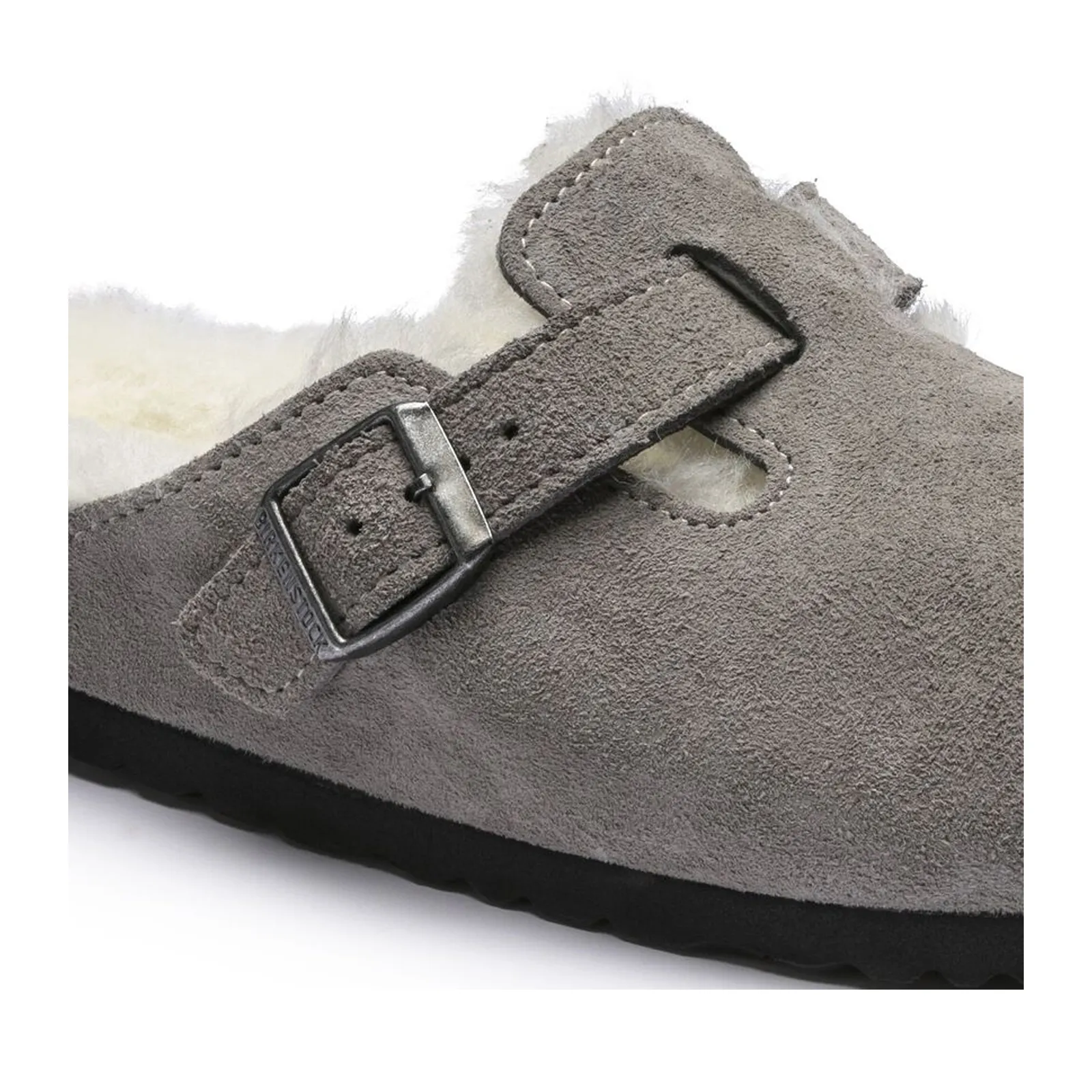 Birkenstock Boston Clog (Women) - Stone Coin Suede/Natural Shearling