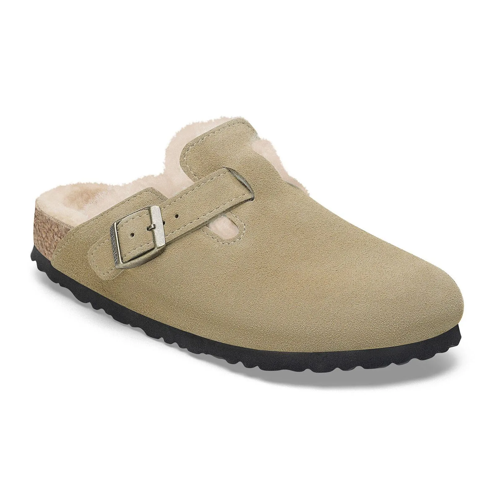 Birkenstock Boston Narrow Clog (Women) - Taupe Suede/Sandcastle Shearling