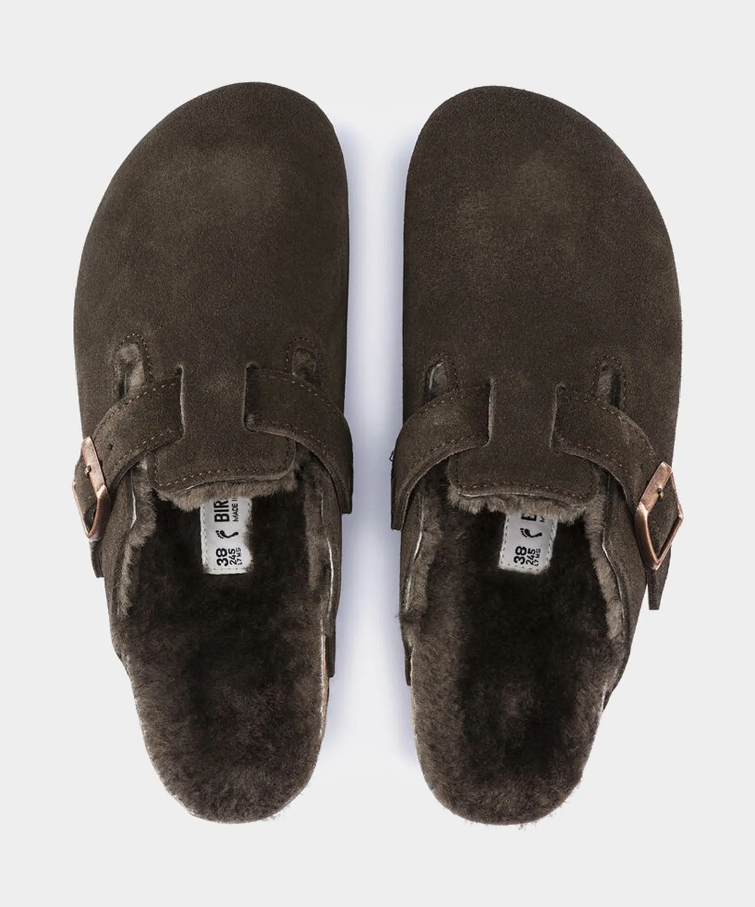 Birkenstock Boston Shearling in Mocha Suede