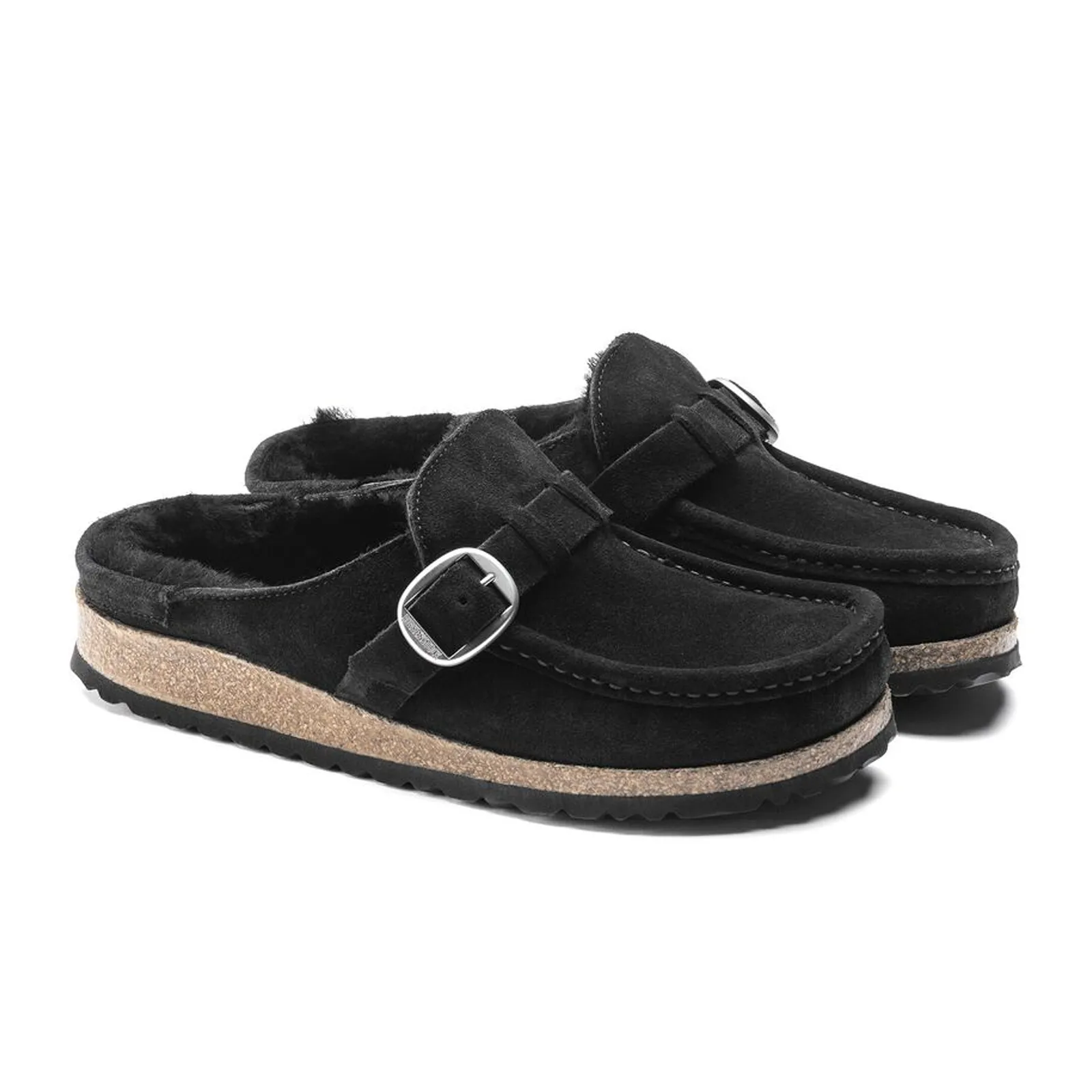 Birkenstock Buckley Clog (Women) - Black Suede/Black Shearling