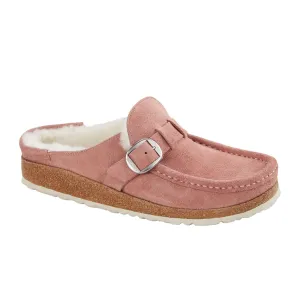 Birkenstock Buckley Clog (Women) - Pink Clay Suede/Natural Shearling