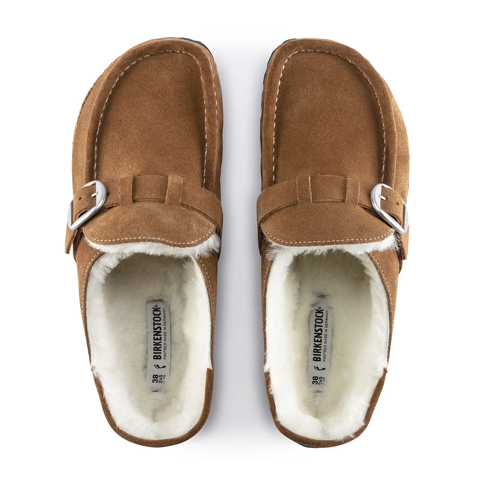 Birkenstock Buckley Clog (Women) - Tea Suede/Natural Shearling