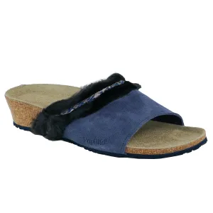 Birkenstock Papillio Women's Amber Suede Leather Fur Sandals Night Blue 41 N