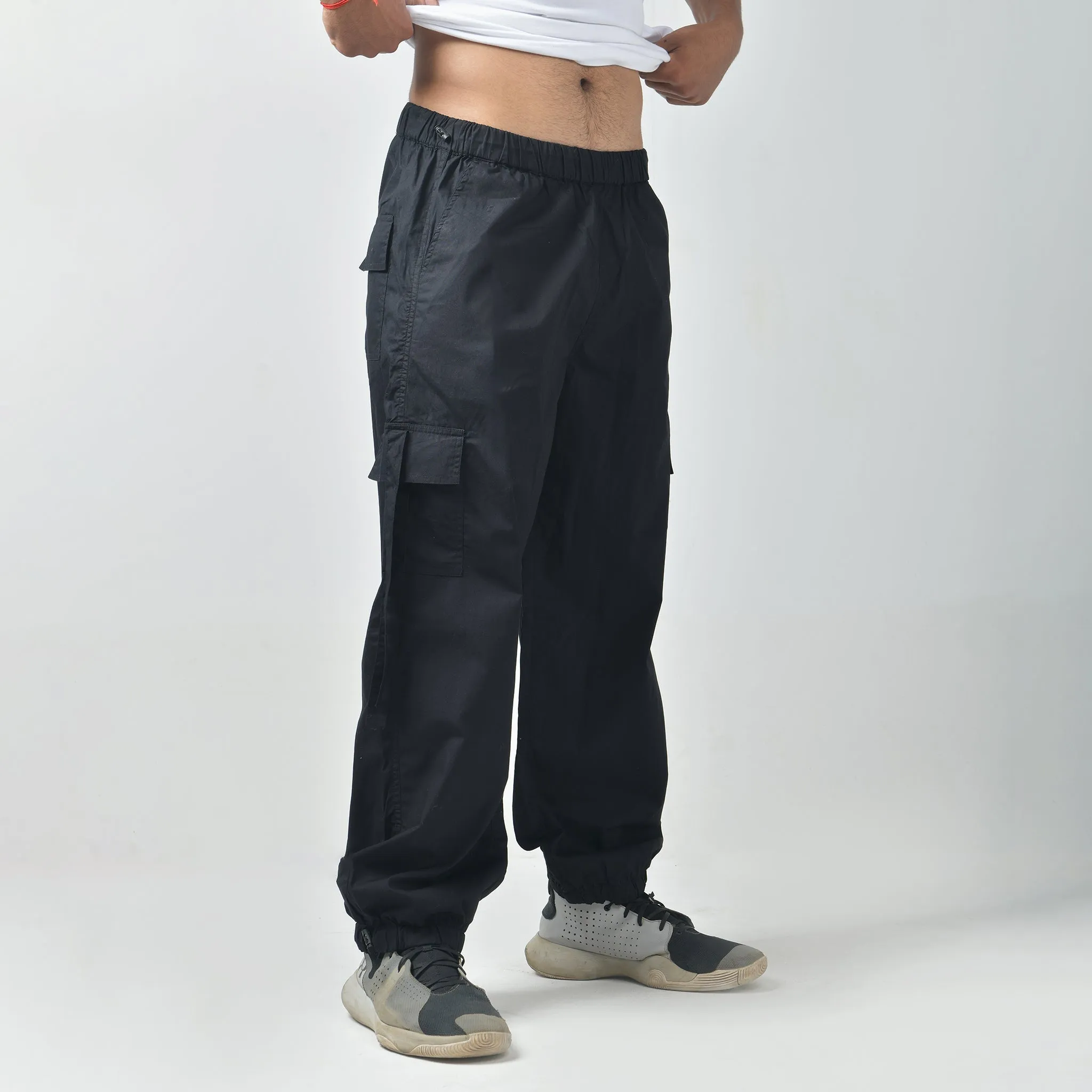 Black Cargo Parachute Pants