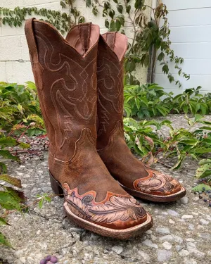 Black Jack Women's Natural Rust Goat Square Toe Cowboy Boots HT1804-96