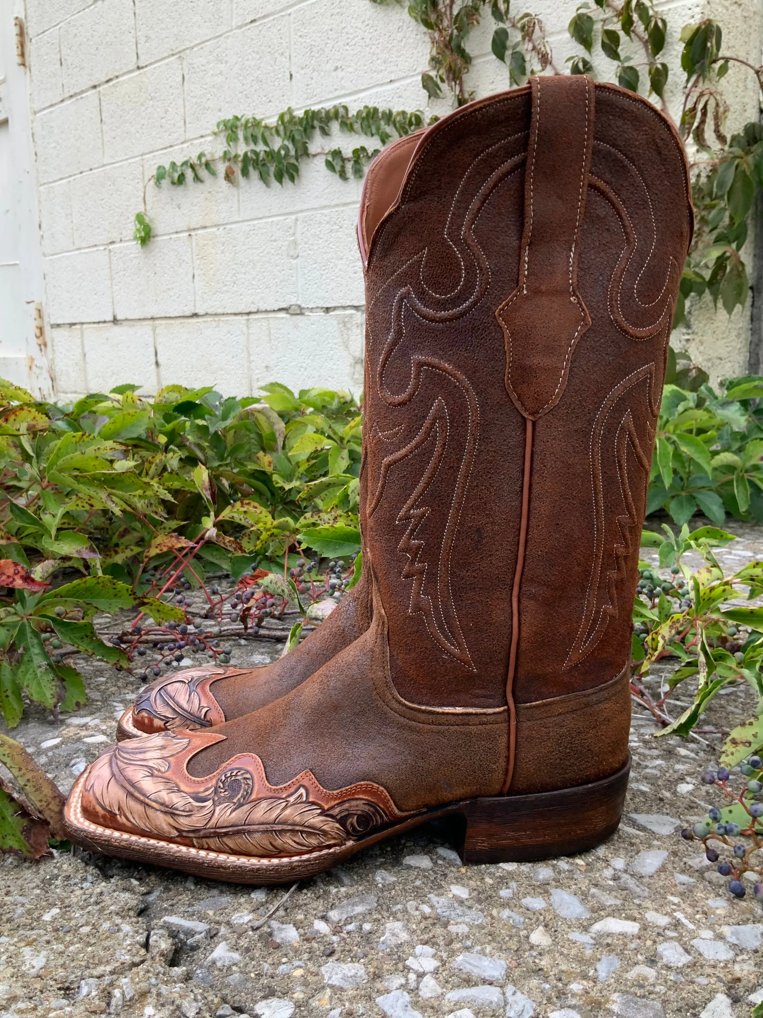 Black Jack Women's Natural Rust Goat Square Toe Cowboy Boots HT1804-96