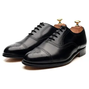 Black Leather Oxford Semi Brogues UK 9 EF