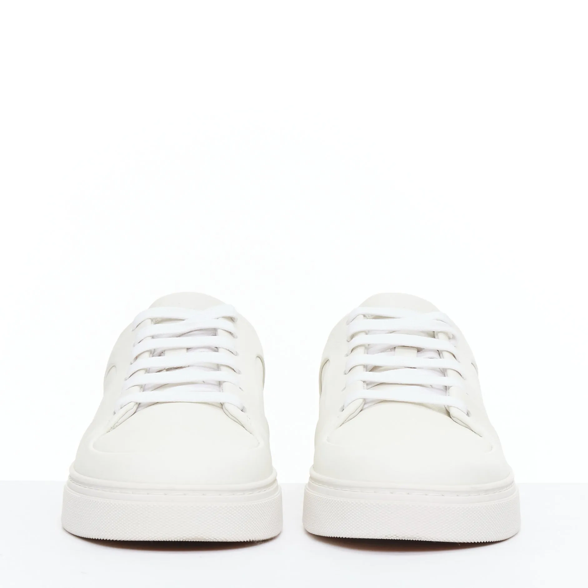 BOTTEGA VENETA white leather minimal lace up sneakers EU39