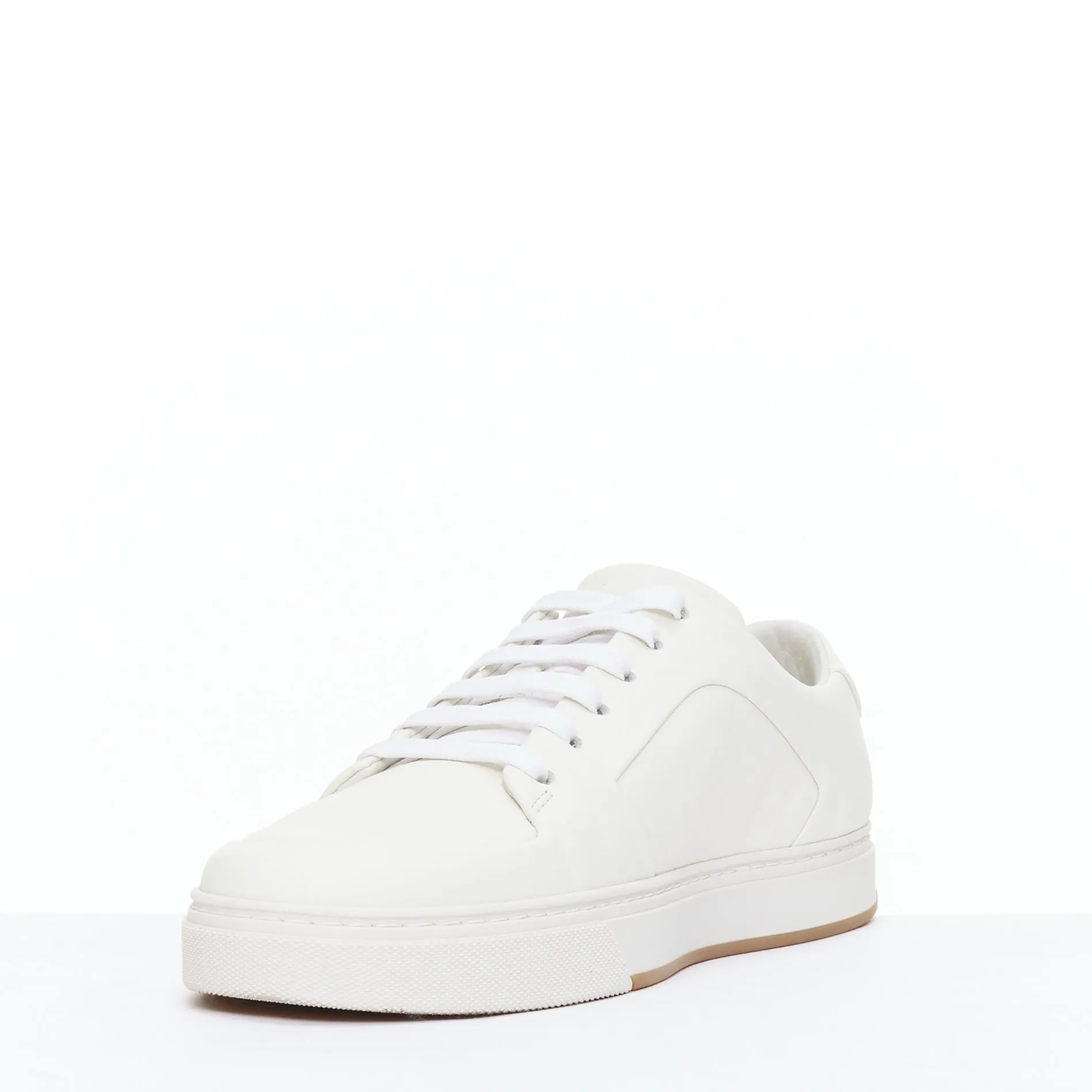 BOTTEGA VENETA white leather minimal lace up sneakers EU39