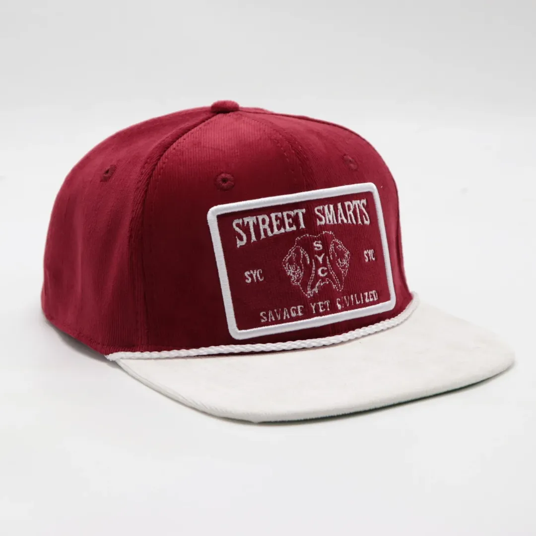 Burgundy Corduroy Hat with Suede Brim- Street Smarts