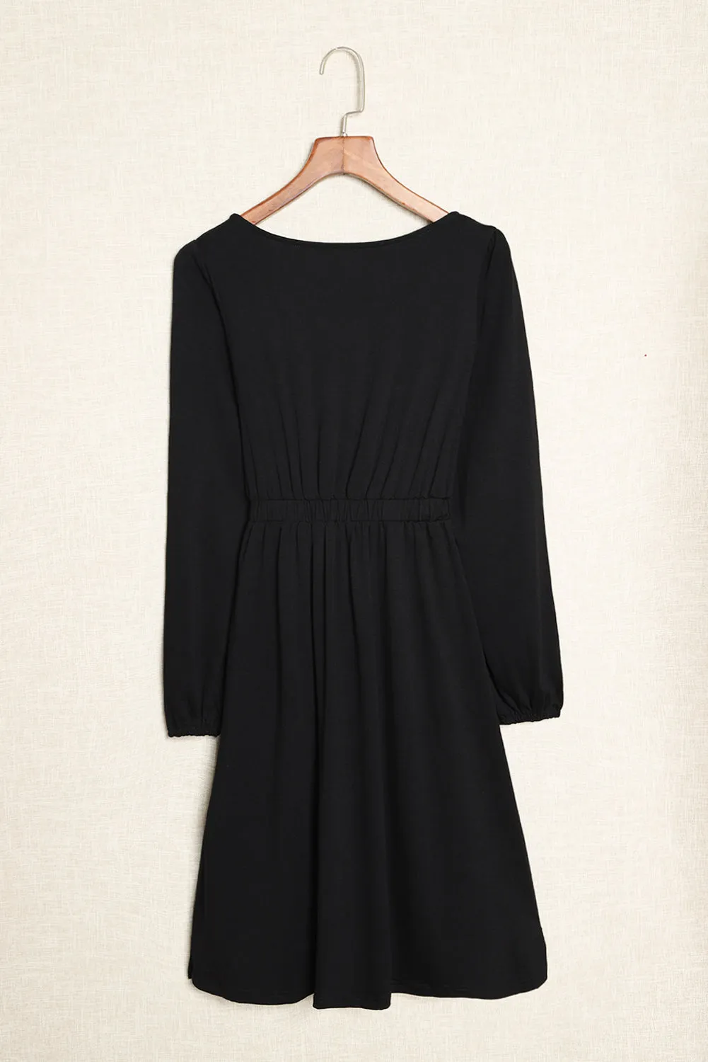 Button Up High Waist Long Sleeve Dress