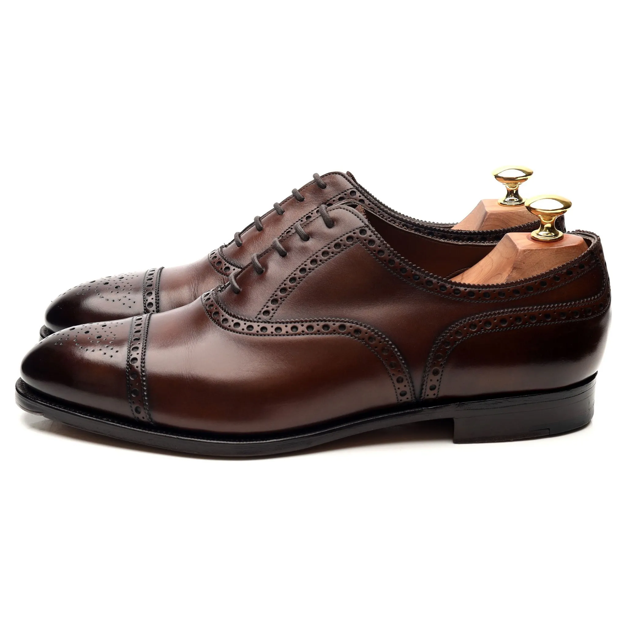 'Cadogan' Dark Brown Leather Oxford Semi Brogues UK 9 E