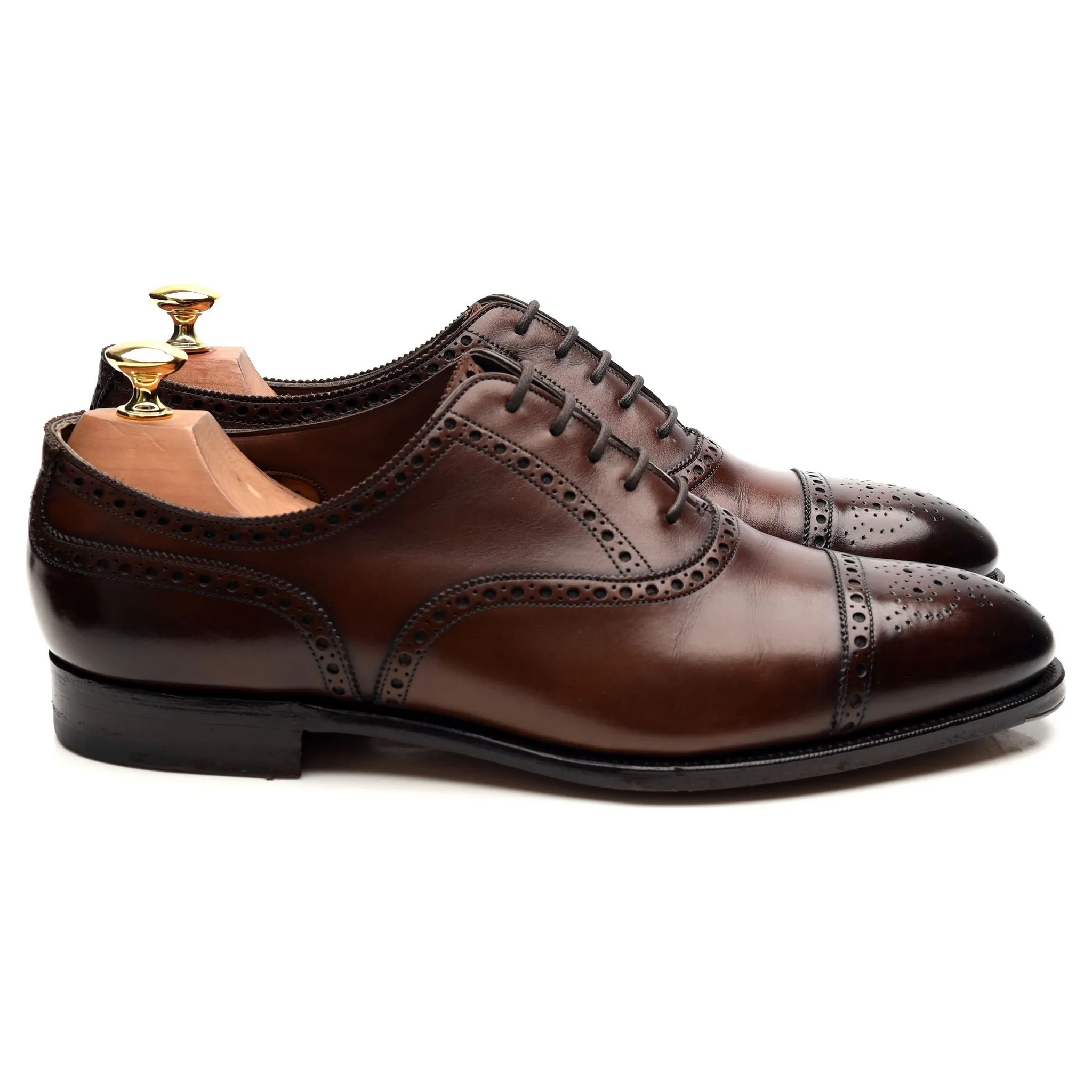 'Cadogan' Dark Brown Leather Oxford Semi Brogues UK 9 E