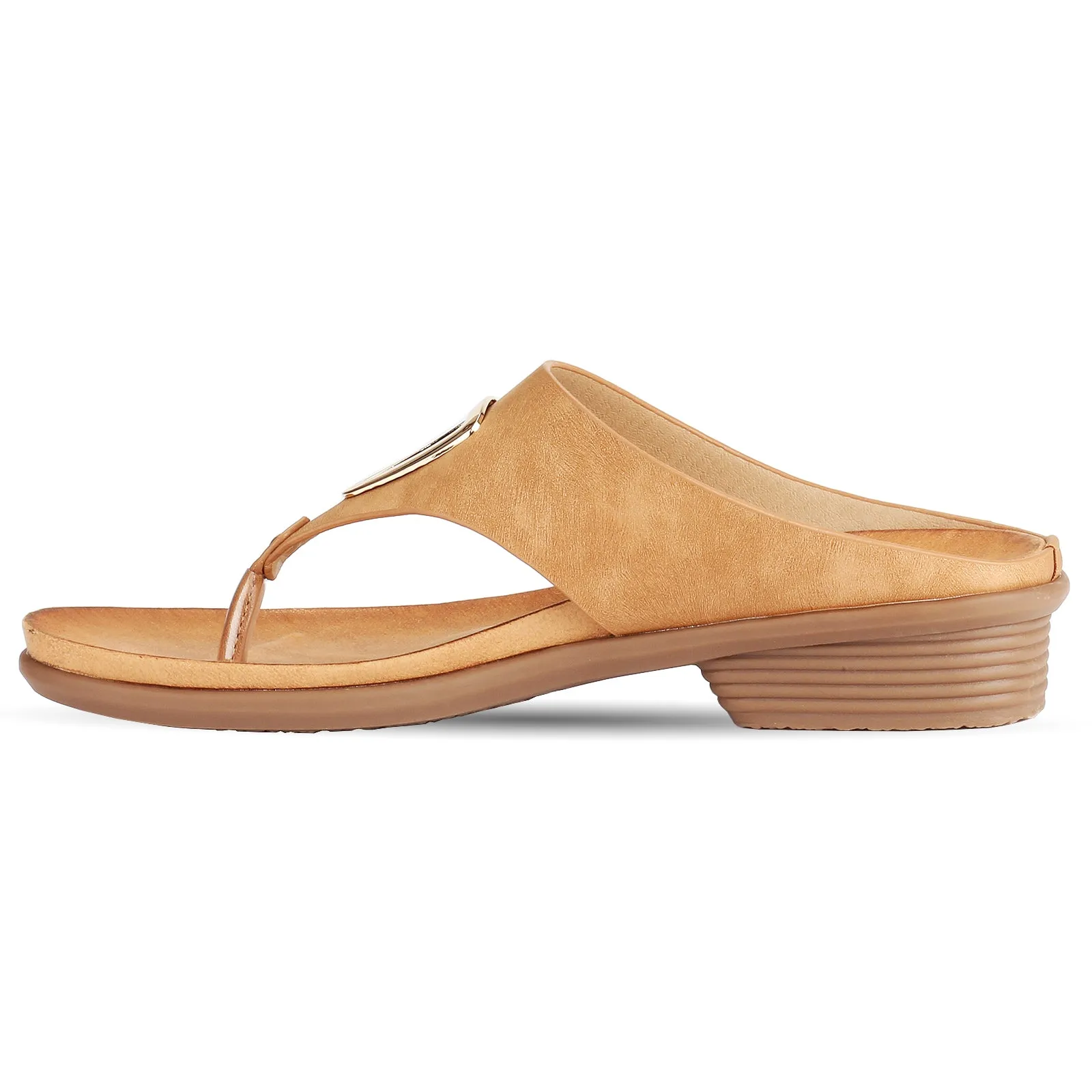 Carmel women's T-strap toepost wedge sandal