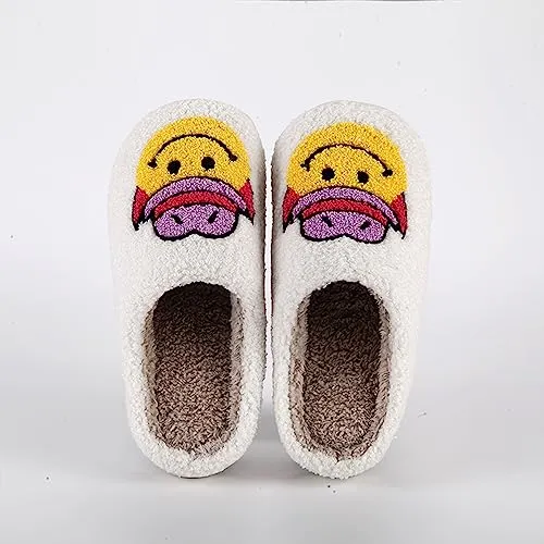 CATLJXL Cowboy Boot Slippers for Women Disco Cowgirl Hat Slippers for Women Preppy Cowboy Smile Face Slippers Memory Foam Smiley Hat 4142