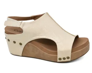 Corkys Carley Wedge Sandal Washed Gold Combo