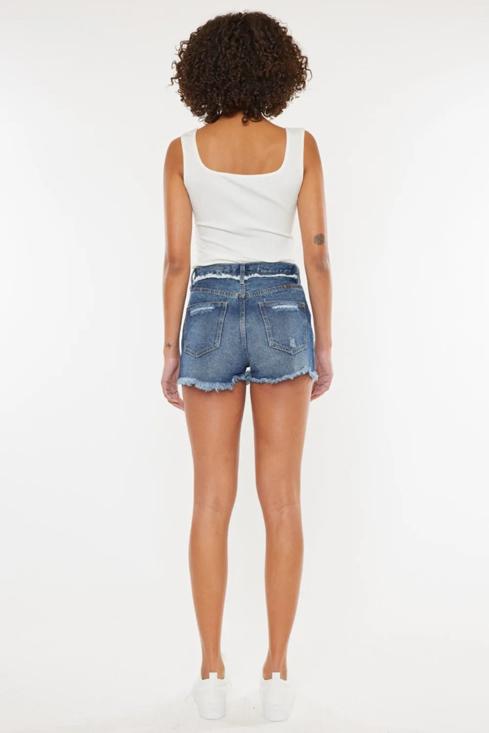 Distressed Button Fly Denim Shorts