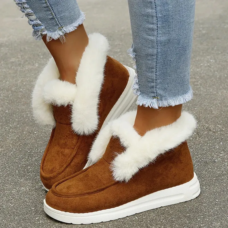 Dyavor Orthopedic Women Boots Warm Plush Fur Chic Snow Ankle Boots