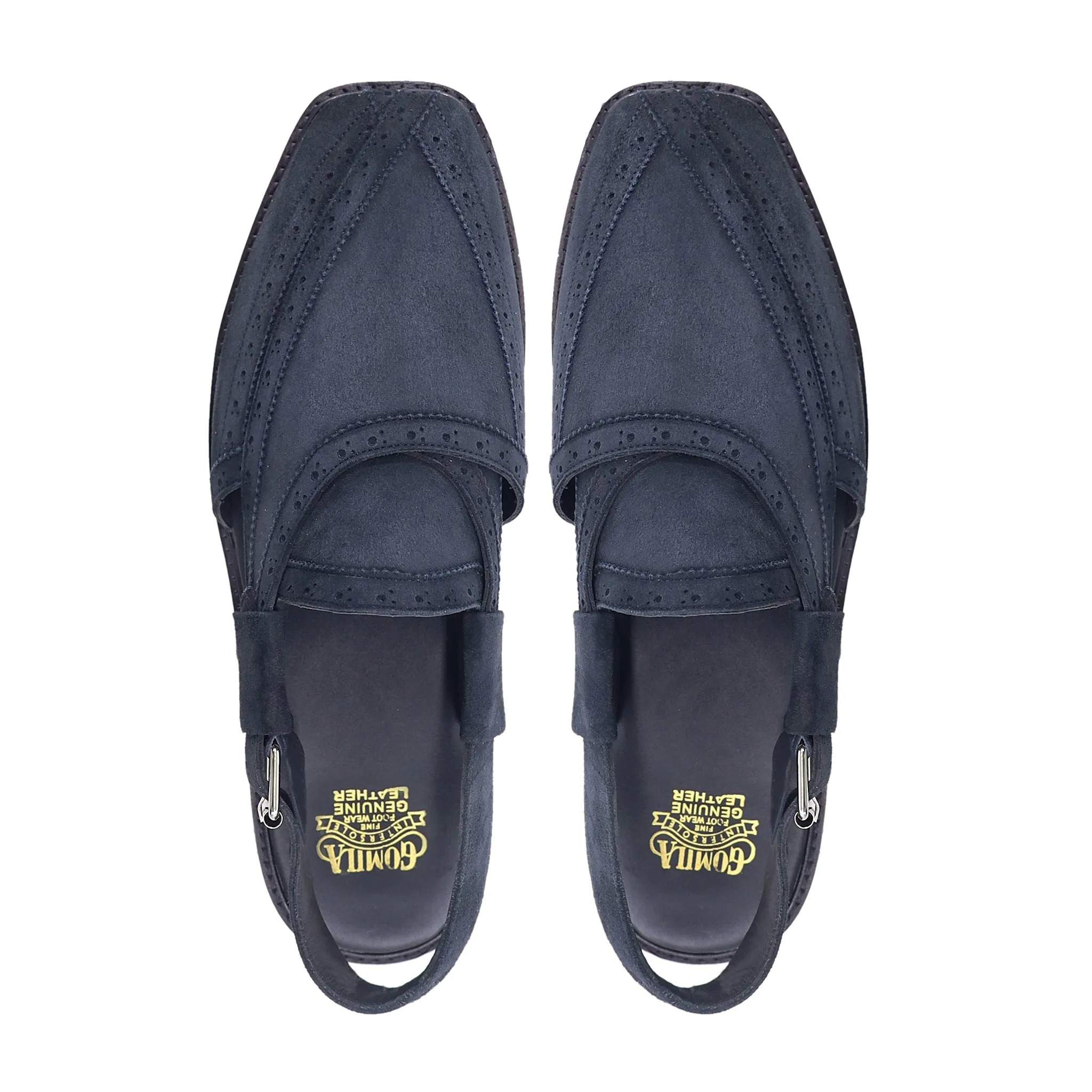 Elmer - Men's Navy Blue Kid Suede Sandal