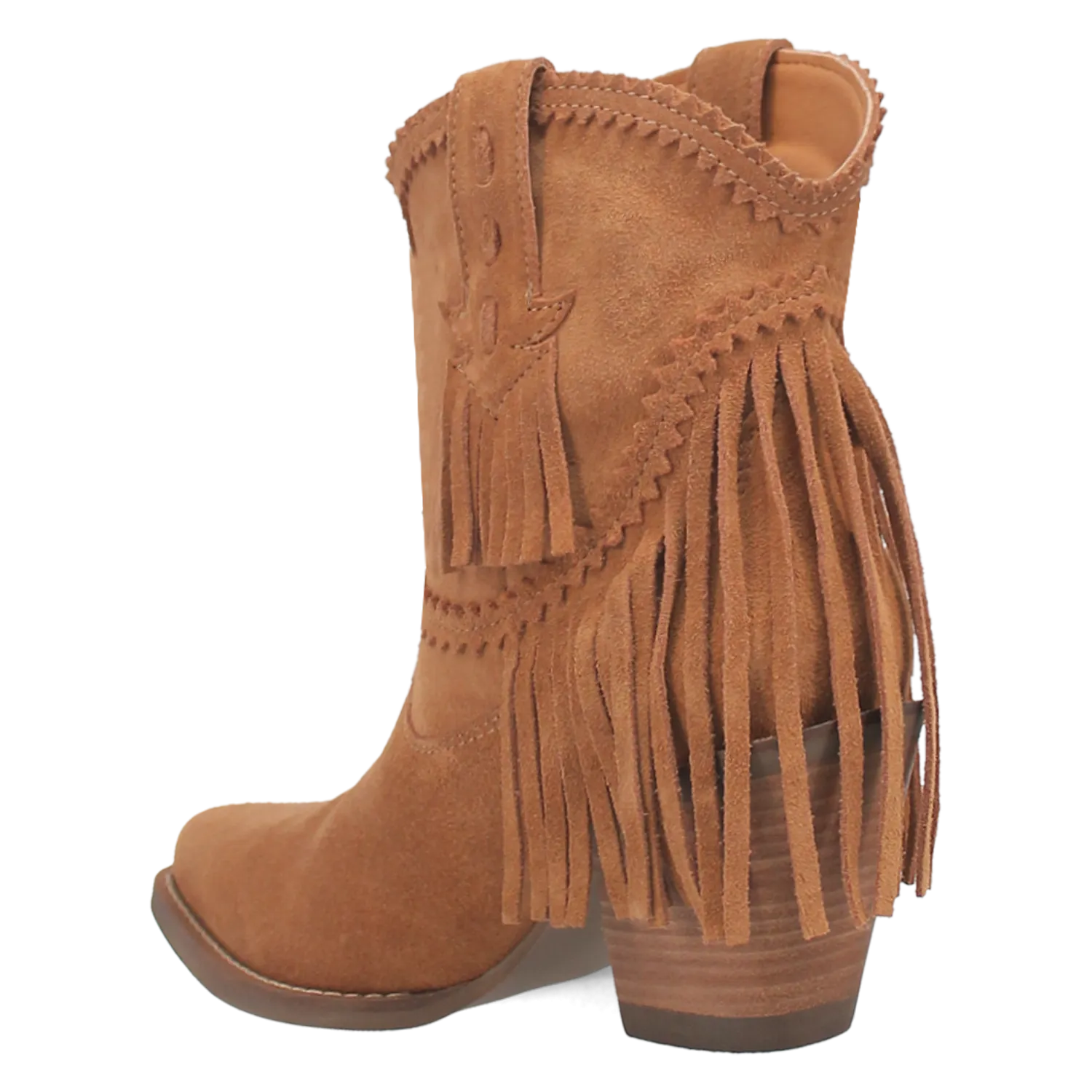 Fandango Camel Suede Leather & Fringe Bootie (DS)