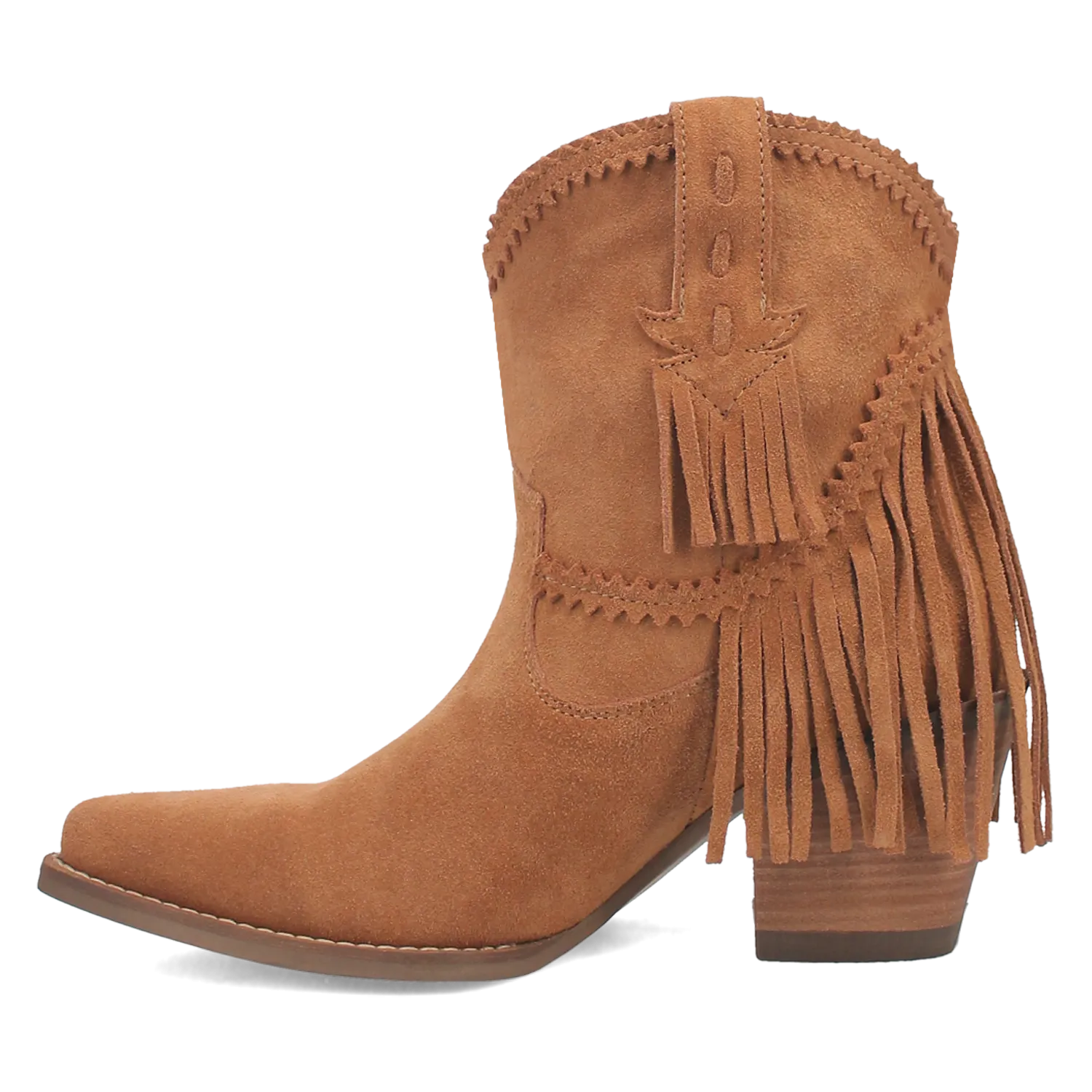 Fandango Camel Suede Leather & Fringe Bootie (DS)