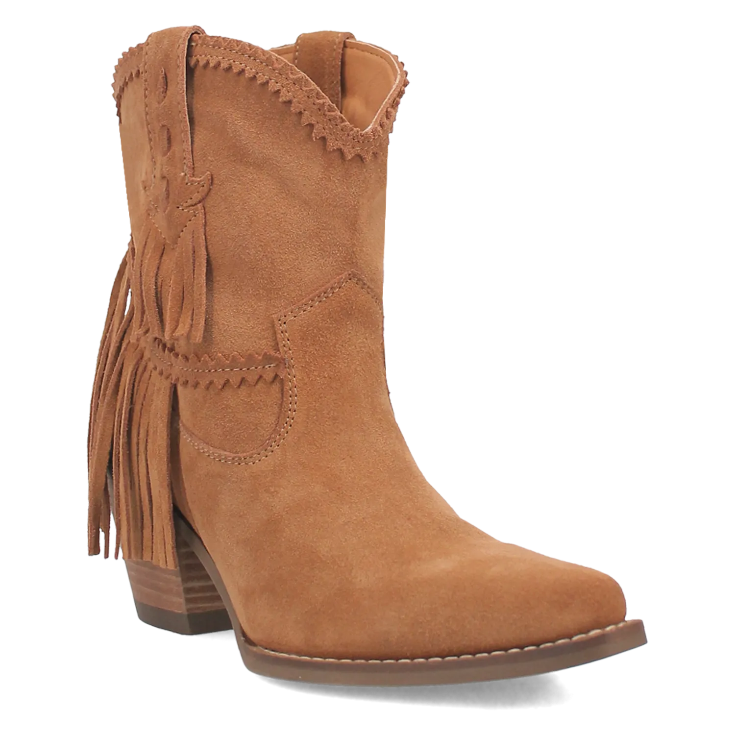 Fandango Camel Suede Leather & Fringe Bootie (DS)