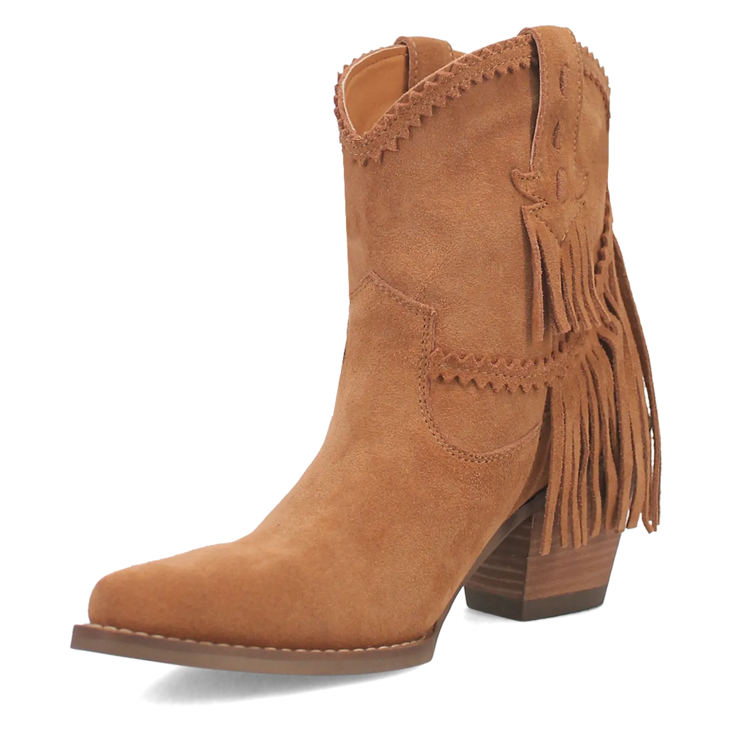 Fandango Camel Suede Leather & Fringe Bootie (DS)