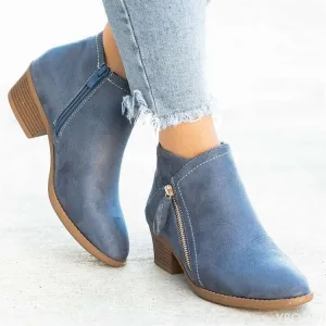 Faux Leather Ankle Boots with Zipper and Heel for Women | Perfect for Casual Days