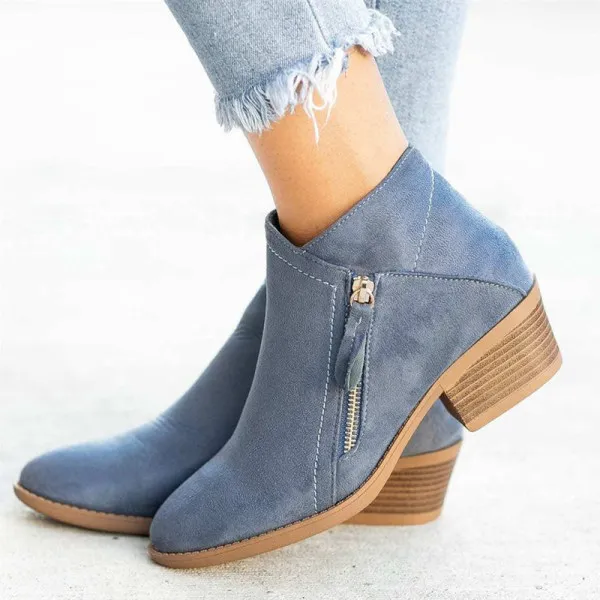 Faux Leather Ankle Boots with Zipper and Heel for Women | Perfect for Casual Days