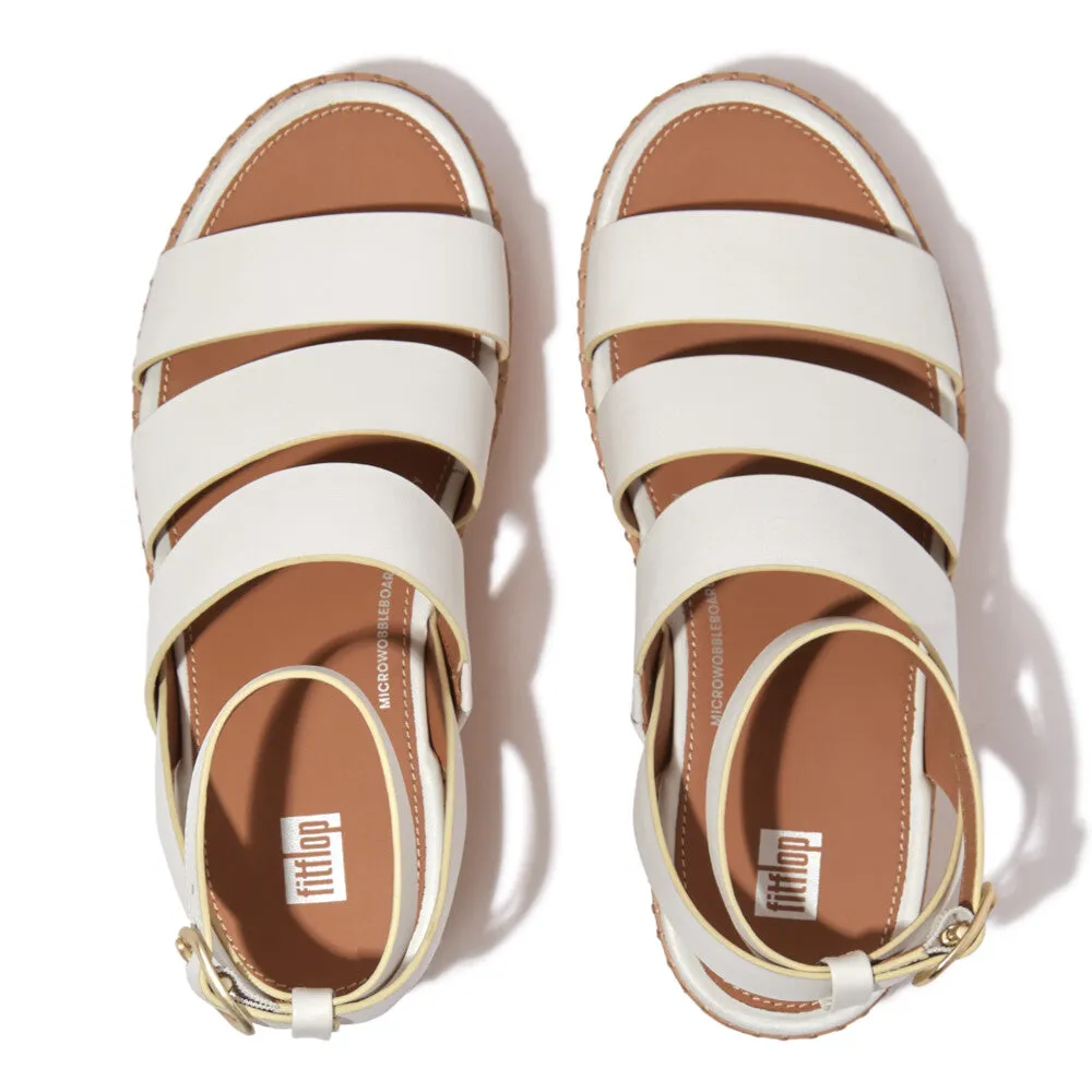 Fitflop Eloise Leather Cork Strappy Wedge Sandals Urban White