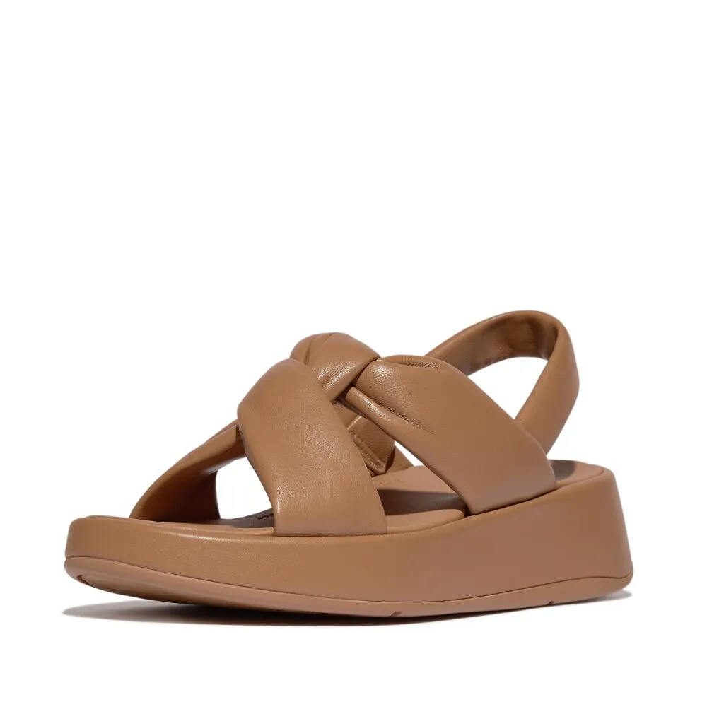 FitFlop F-Mode Knot Soft Leather Backstrap Flatform Sandals - Classic Tan