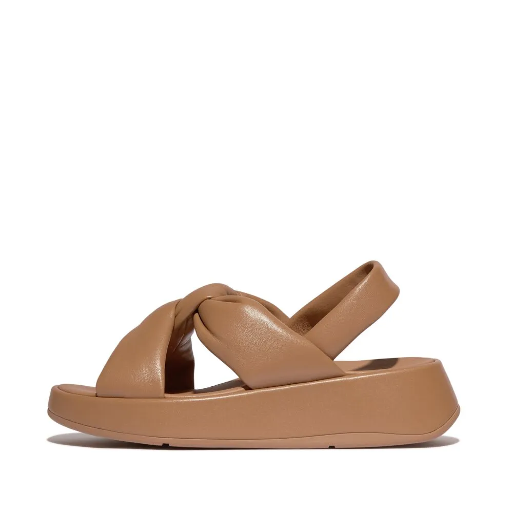 FitFlop F-Mode Knot Soft Leather Backstrap Flatform Sandals - Classic Tan