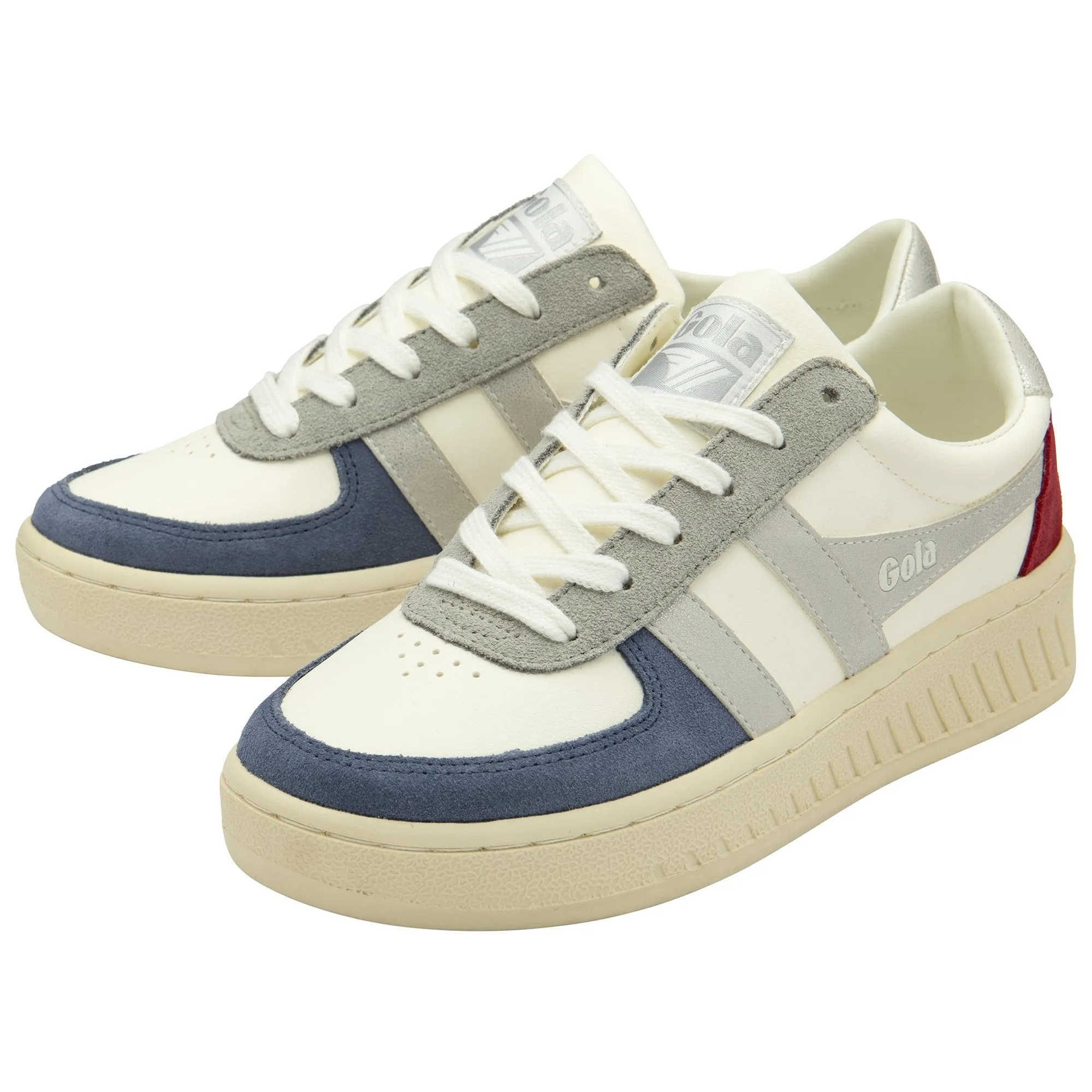 Gola Womens Trainer Grand Slam Quadrant Off White/Moonlight/Silver/Deep Red