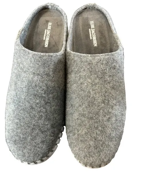 GREY FLANNEL SLIP ON MULE