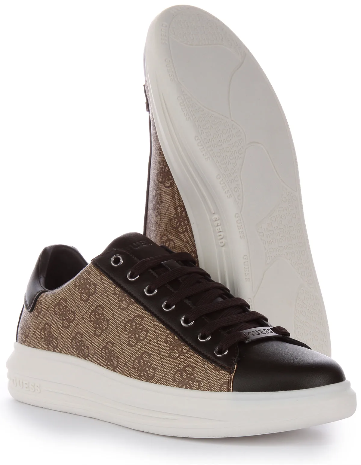 Guess Vibo 4G Trainers In Beige Brown For Men