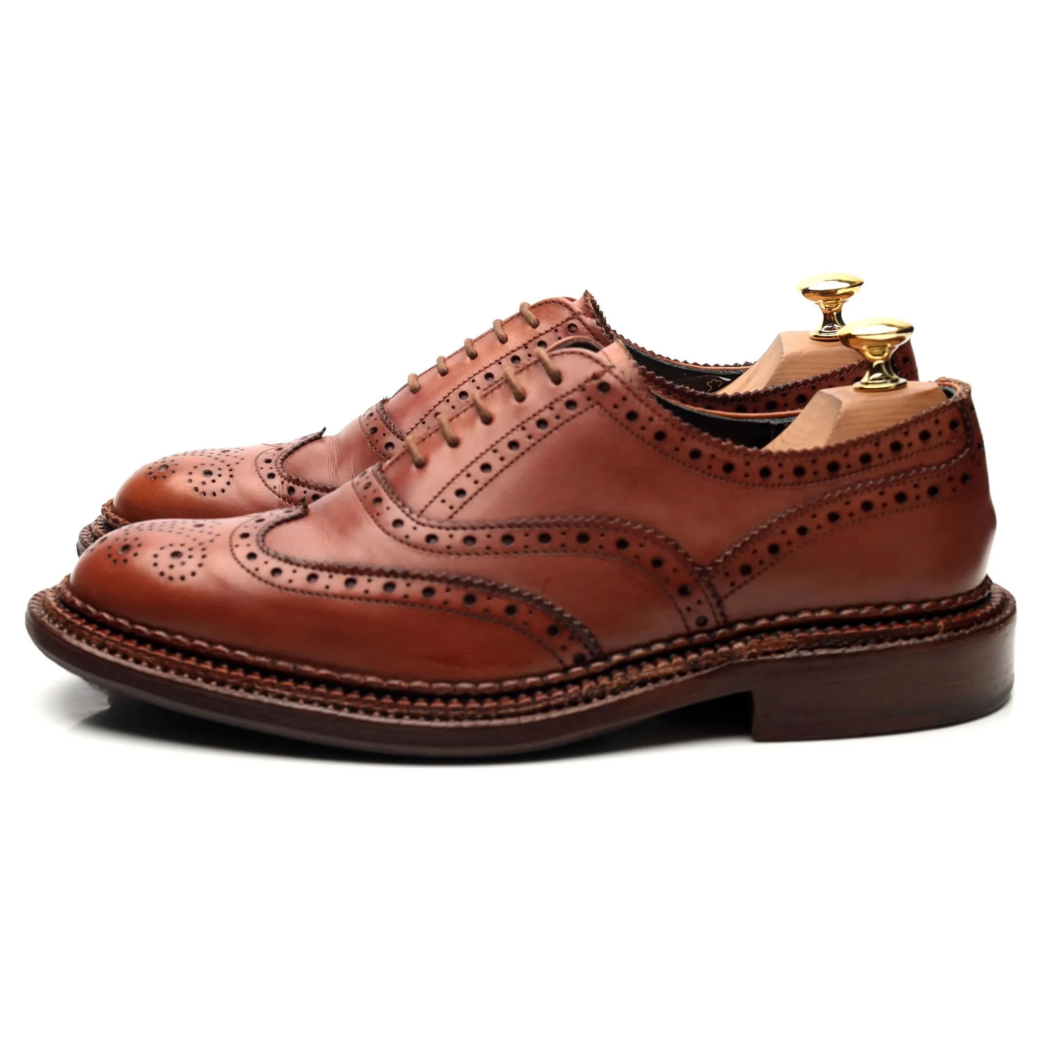 'Harrow' Triple Welt Tan Brown Leather Oxford Brogues UK 6.5 F