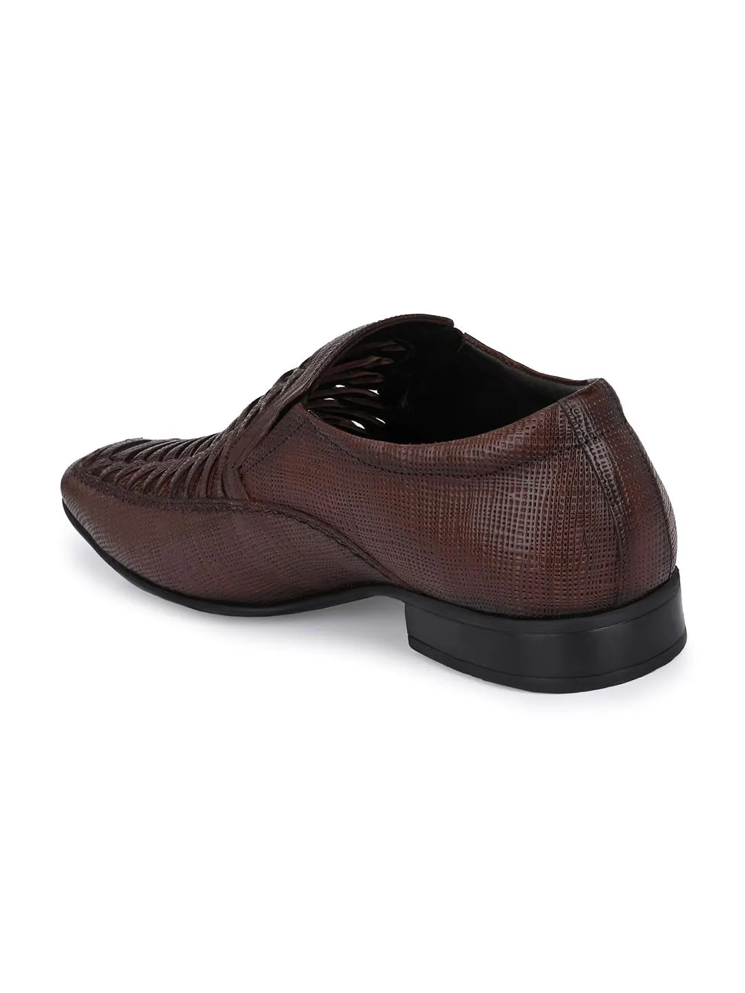 Hitz Men's Brown Leather Slip-On Comfort Casual Shoes