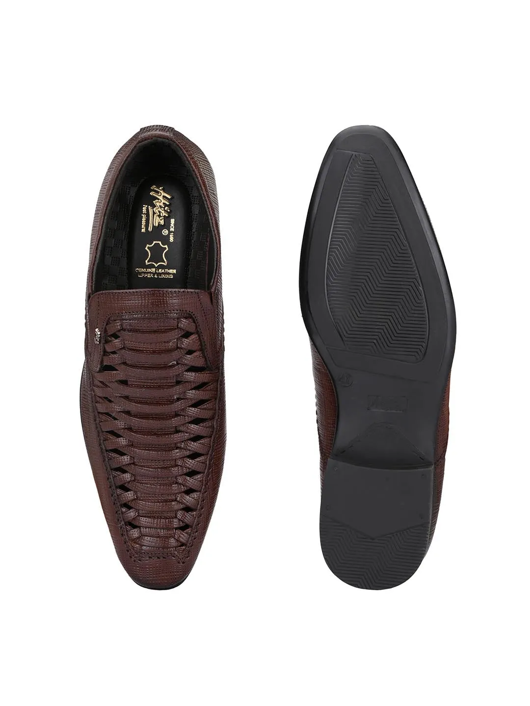 Hitz Men's Brown Leather Slip-On Comfort Casual Shoes