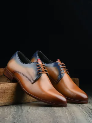 HITZ2951 Men's Tan Leather Formal Lace Up Shoes