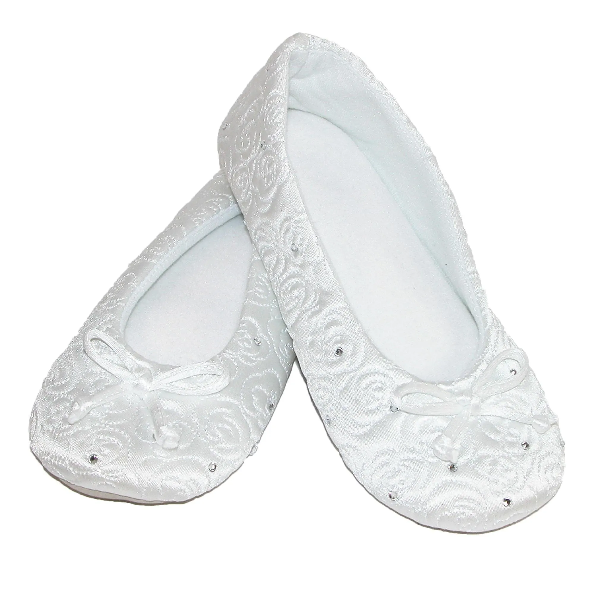 Isotoner Women's Terry Lined Rose Quilted Ballerina Slippers