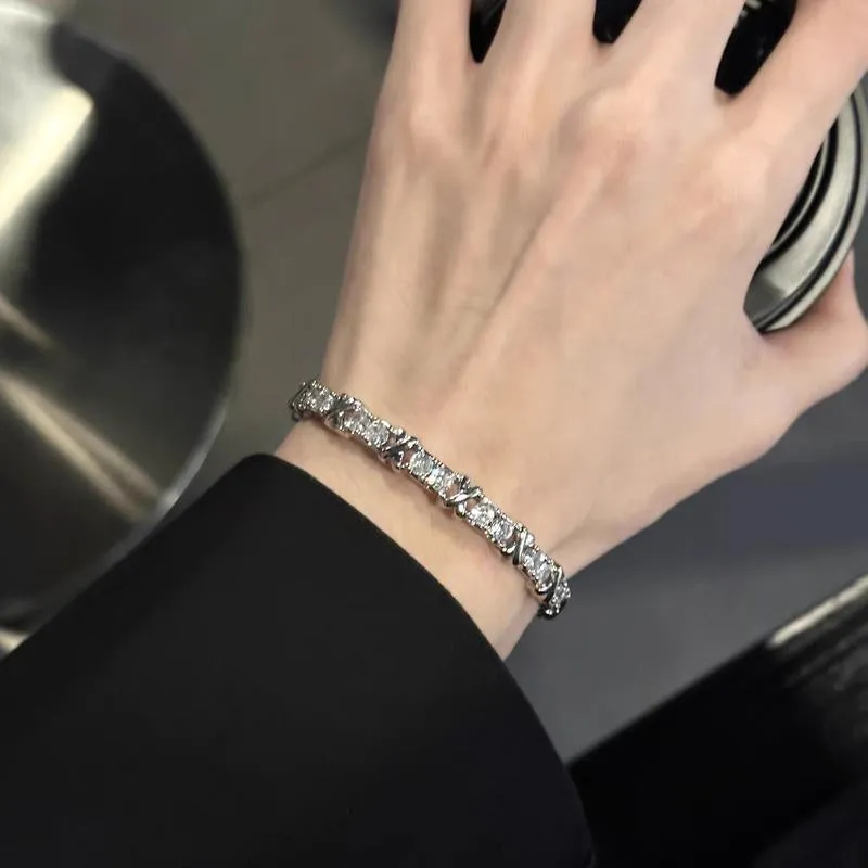 [Joopita]Refined Radiance Bangle in 925 Sterling Silver/Minimalist/Subtle Sparkling Stones/Sophisticated