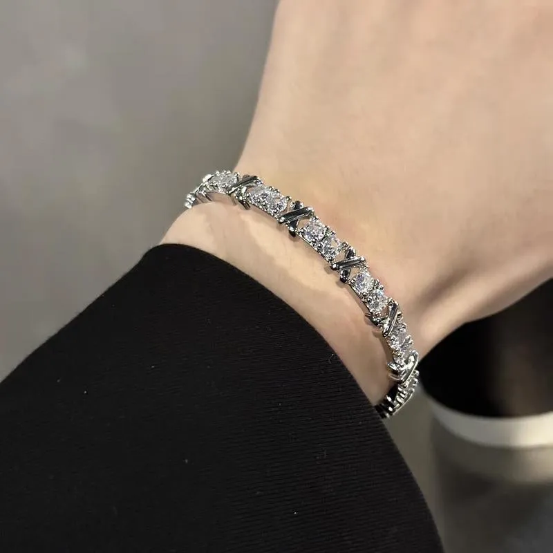 [Joopita]Refined Radiance Bangle in 925 Sterling Silver/Minimalist/Subtle Sparkling Stones/Sophisticated