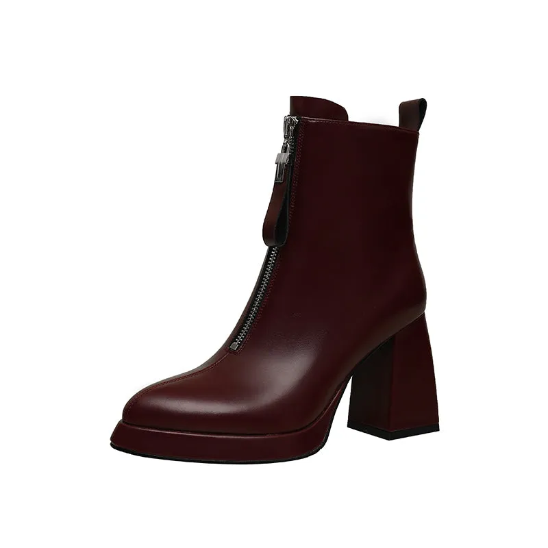 Julie Chunky Heel Burgundy Platform Boots