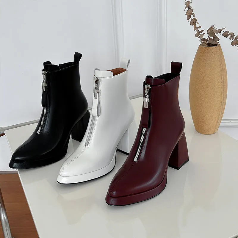 Julie Chunky Heel Burgundy Platform Boots