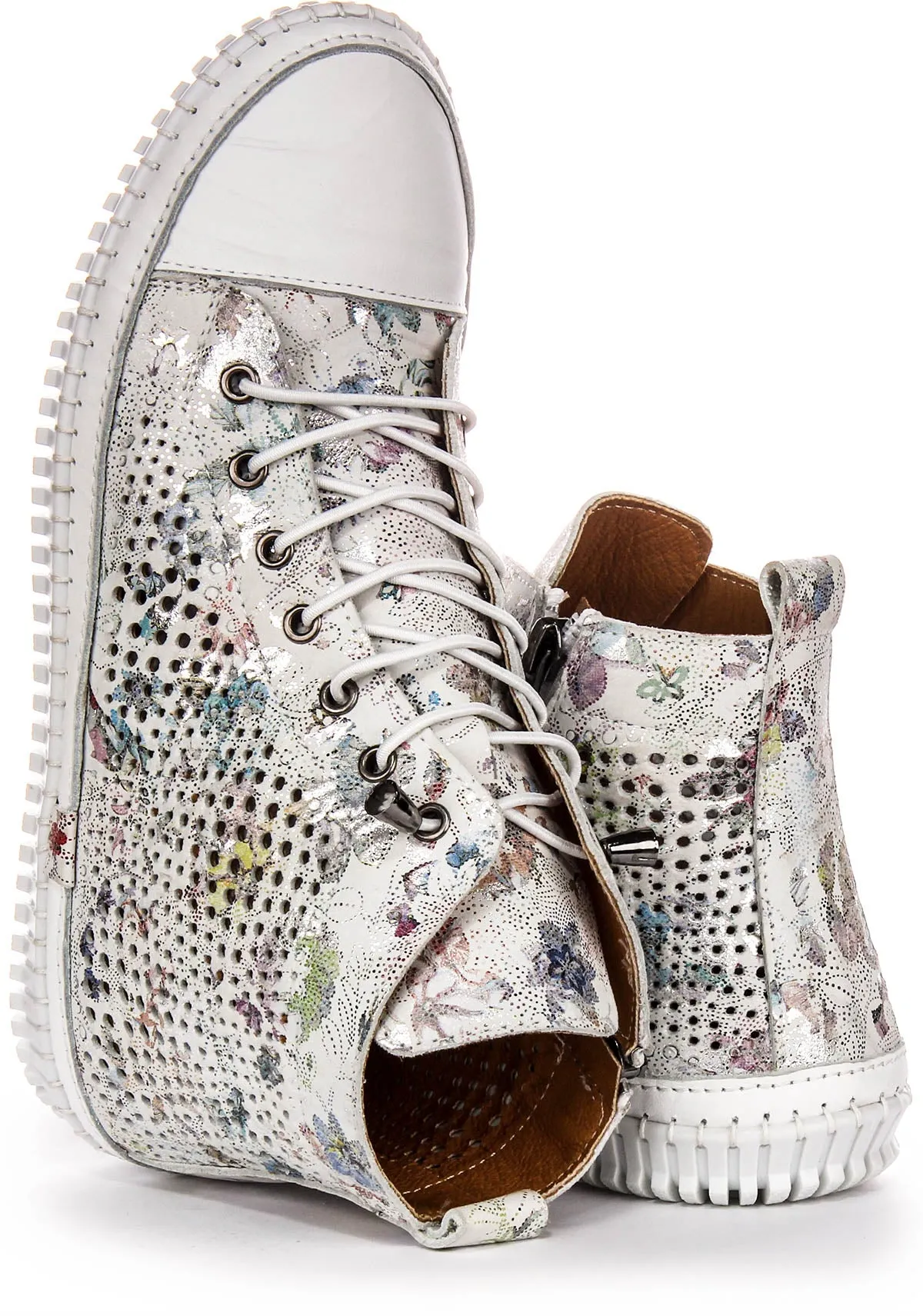 Justinreess England Nexa Hi In White Floral For Women