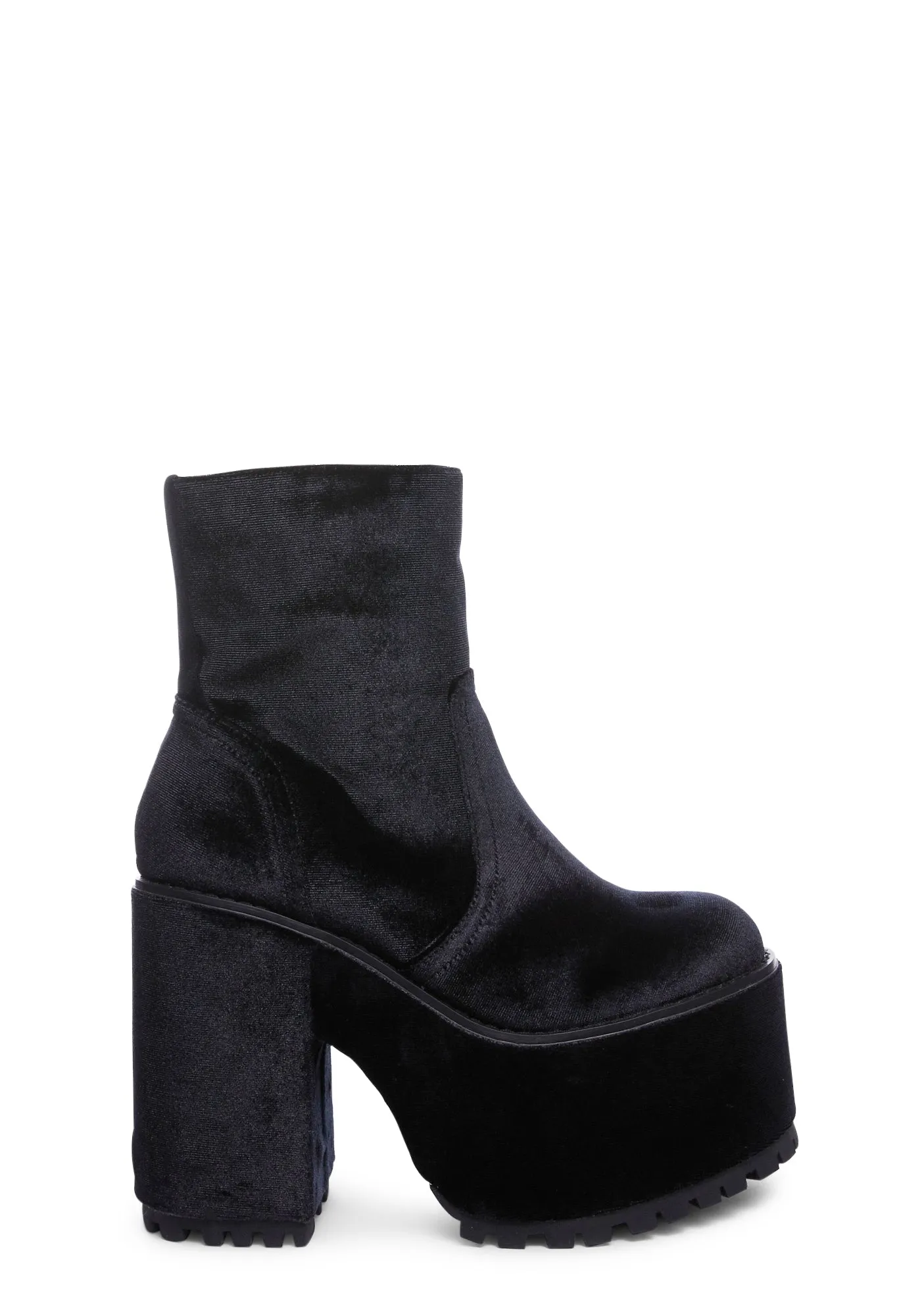 Krush Velvet Platform Boots - Black